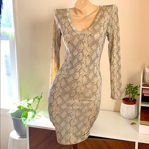 Tan/Gray Snake print midi skin tight.